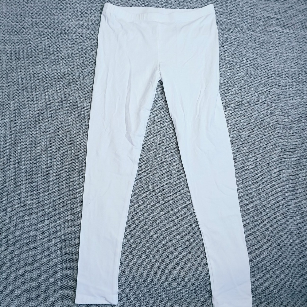 The Popular Store Leggings Womens XL White Excellent Cotton Blend Stretch Basic